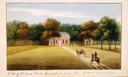 A View of Saint James Church, Goose Creek, from the Parsonage, vintage artwork by Charles Fraser, 12x8" (A4) Poster