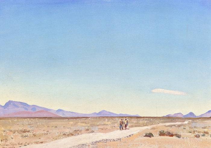 Road to Nowhere, Indian Springs, Nevada, vintage artwork by Maynard Dixon, 12x8