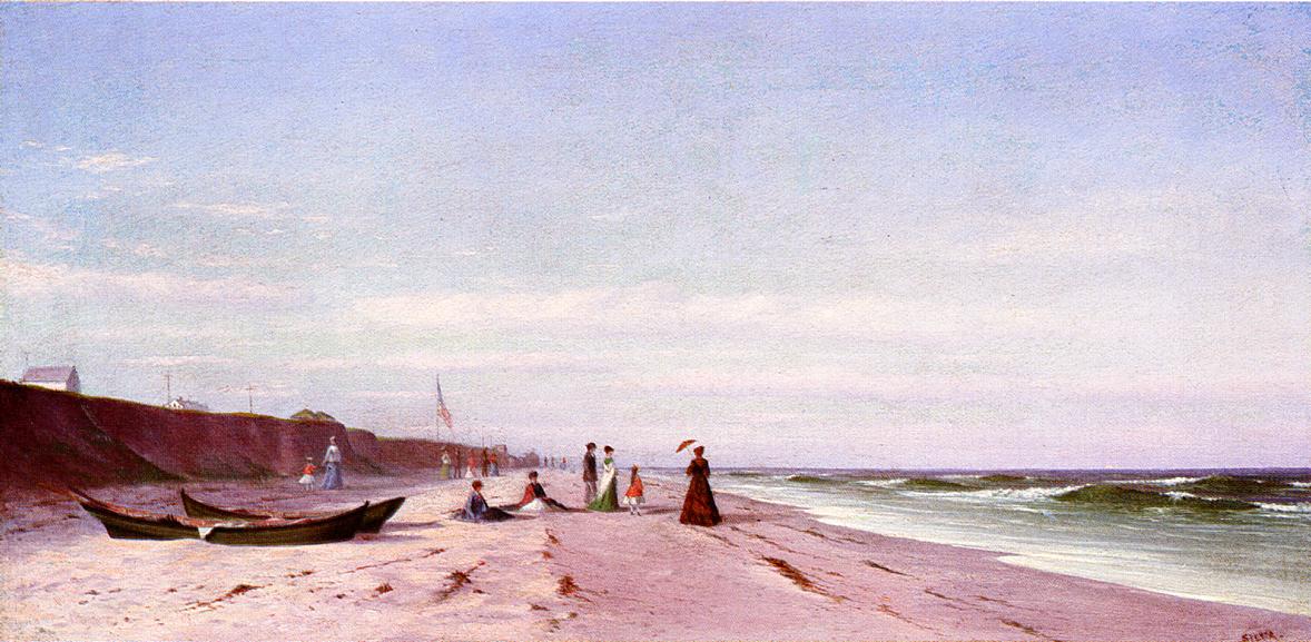 The Beach at Long Branch, New Jersey, vintage artwork by Francis A. Silva, 12x8" (A4) Poster