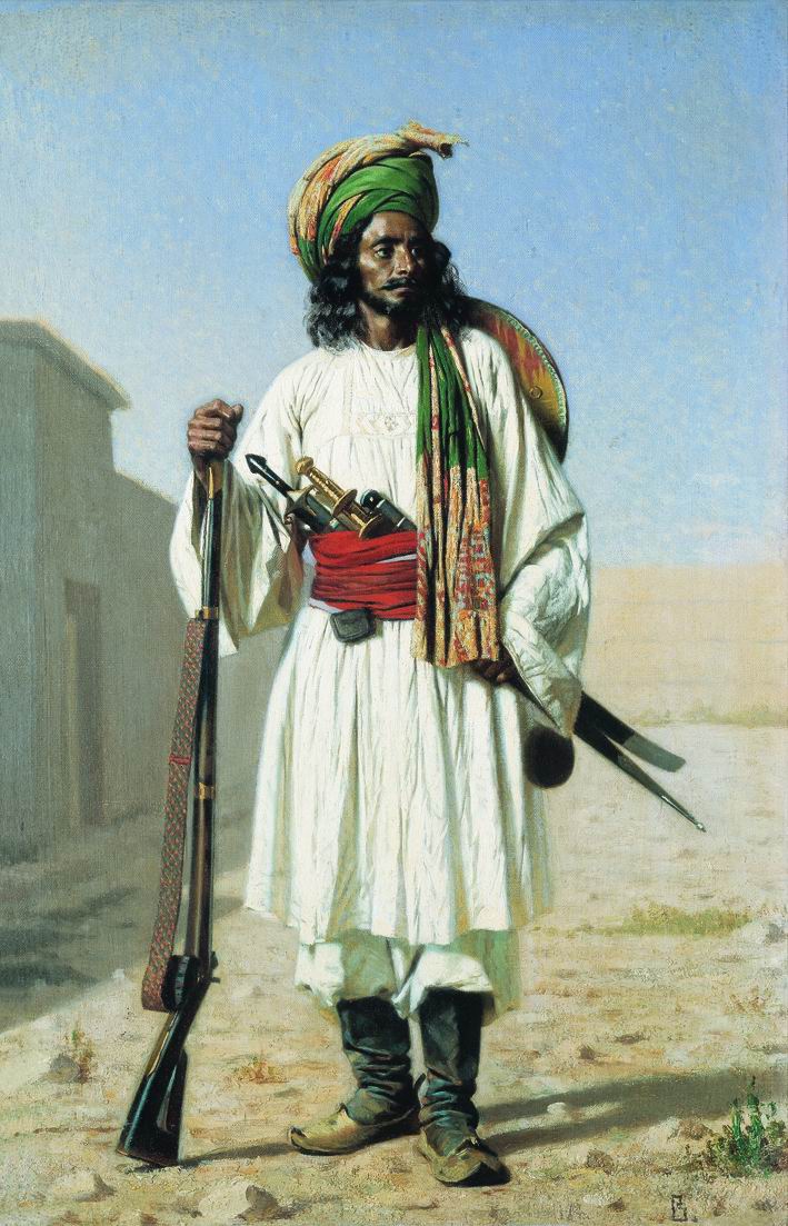 Afghan Man, vintage artwork by Vasily Vasilevich Vereshchagin, 12x8" (A4) Poster