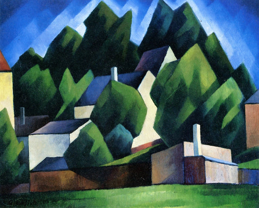 Houses and Trees, vintage artwork by Adolf Erbslöh, 12x8" (A4) Poster