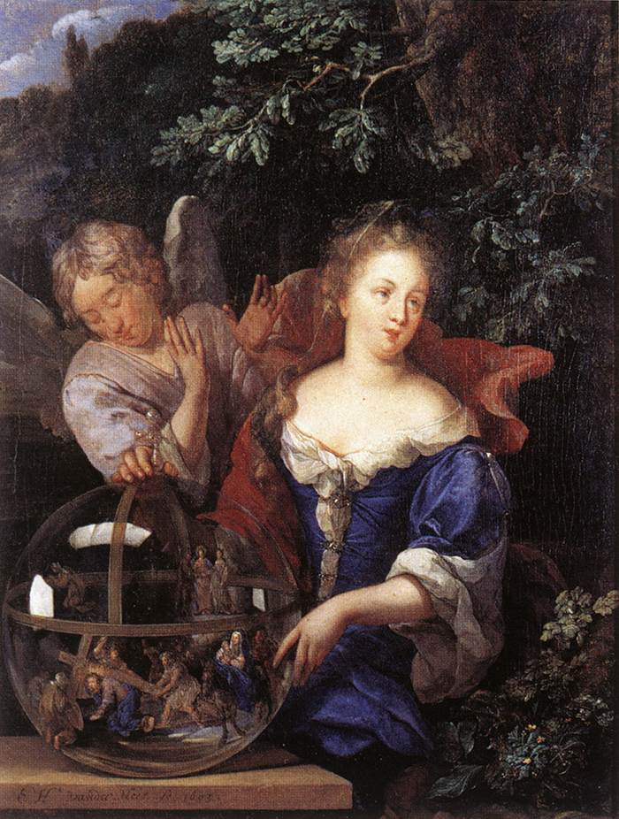 Allegory of Religion, vintage artwork by Eglon Hendrick van der Neer, 12x8" (A4) Poster