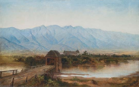 Fogaras Bridge from Maria Theresa’s Time, vintage artwork by Károly Telepy, 12x8" (A4) Poster