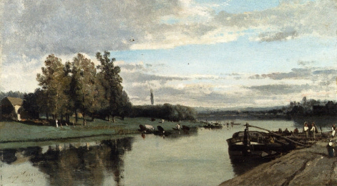 L'ile d'Allegre at Bougival, vintage artwork by Eugène Ciceri, A3 (16x12") Poster Print