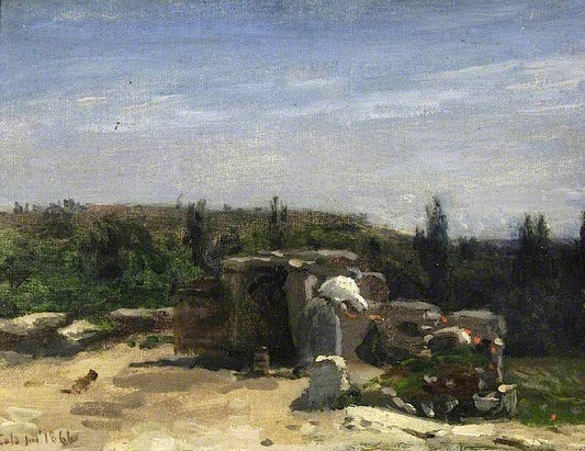 The Well in the rue Montlaville, Orrouy (viewed from the east), vintage artwork by Adolphe Felix Cals, A3 (16x12") Poster Print