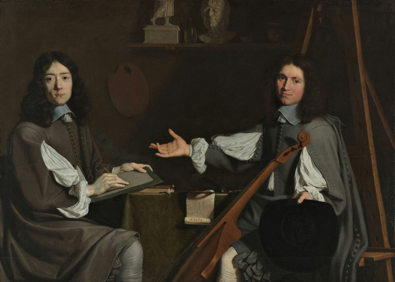 Double Portrait of both Artists, vintage artwork by Nicolas de Plattemontagne, 12x8" (A4) Poster