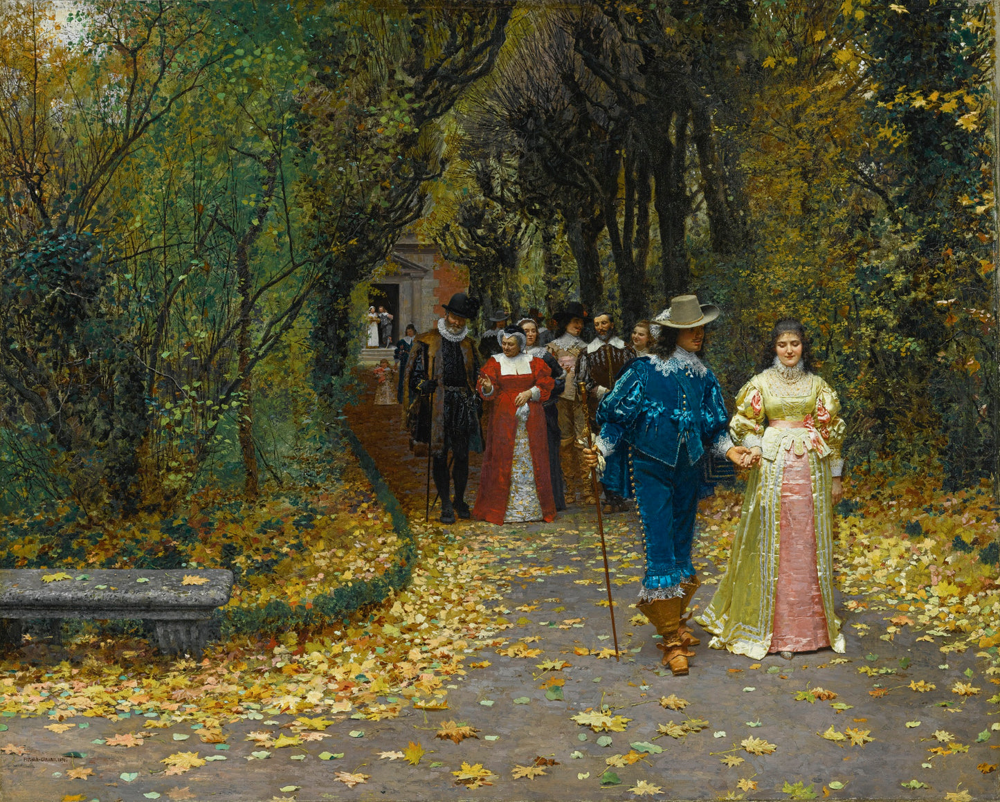 Les Fiances, vintage artwork by Marie-Francois Firmin-Girard, 12x8" (A4) Poster