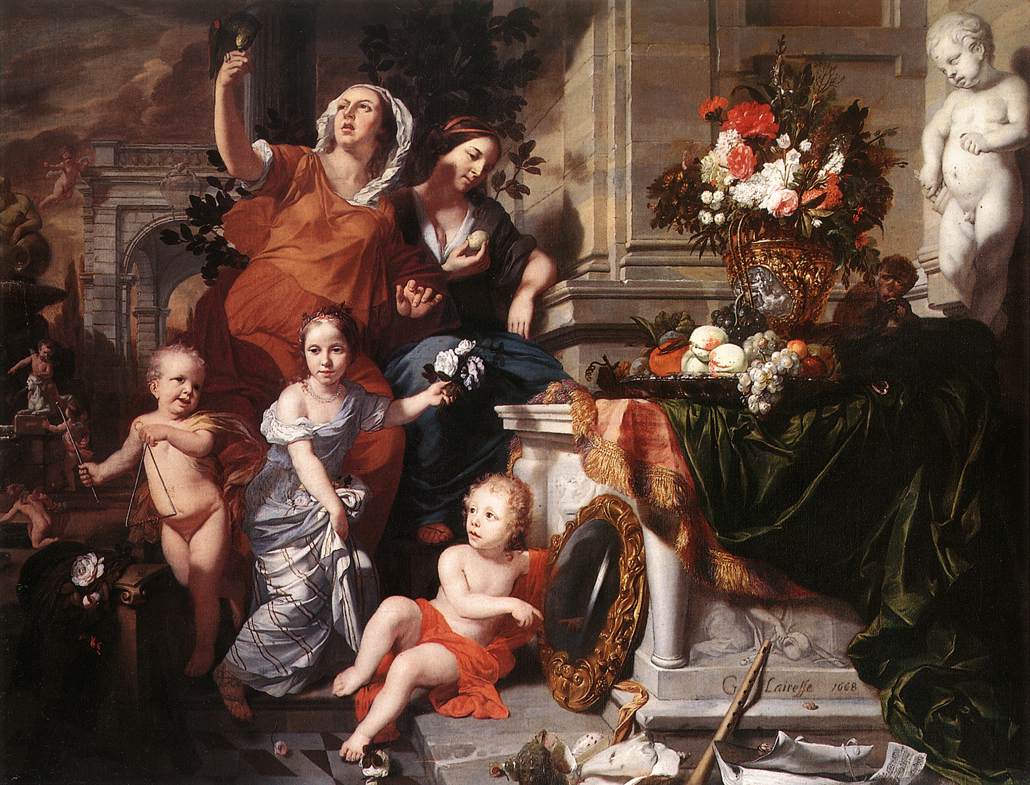 Allegory of the Five Senses, vintage artwork by Gerard de Lairesse, 12x8" (A4) Poster