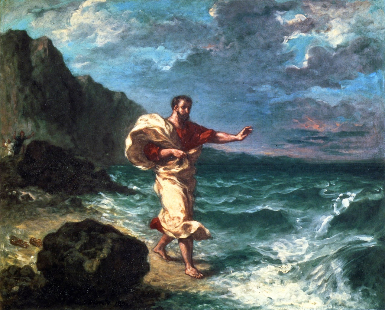 Demosthenes Declaiming by  the Seashore, vintage artwork by Eugène Delacroix, A3 (16x12") Poster Print