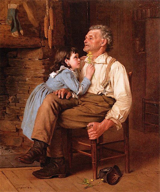 Buttercups for Grandpa, vintage artwork by John George Brown, 12x8" (A4) Poster