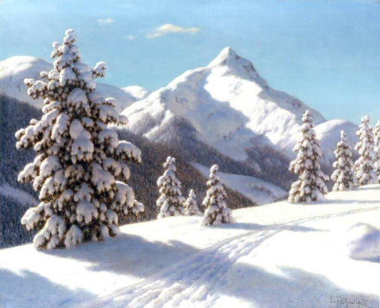 Pines in the Snow, vintage artwork by Ivan Fedorovich Choultse, 12x8" (A4) Poster
