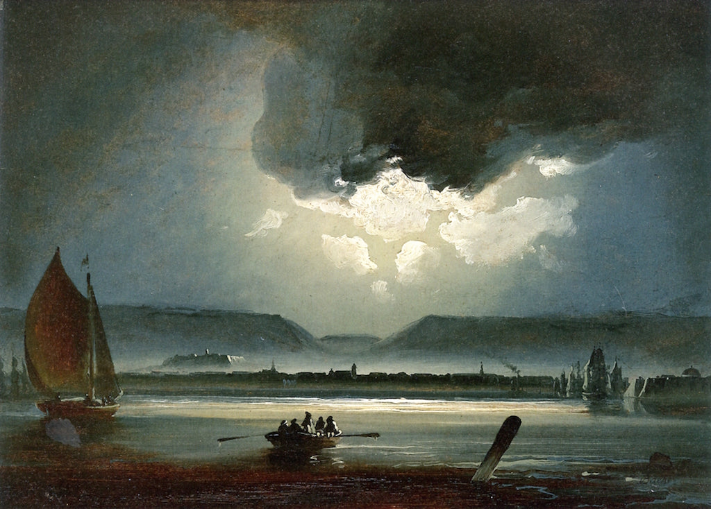 Moonlit View of Trondheim, vintage artwork by Peder Balke, A3 (16x12") Poster Print