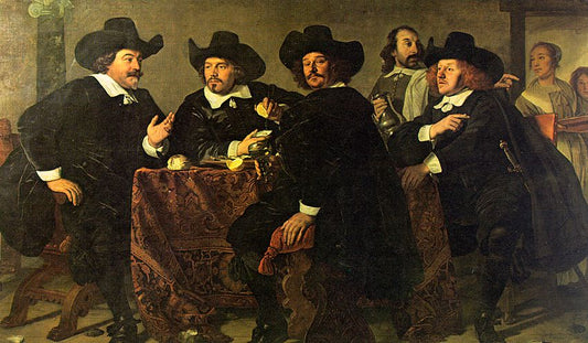 Four Aldermen of the Kloveniersdoelen in Amsterdam, 1655., vintage artwork by Bartholomeus van der Helst, 12x8" (A4) Poster