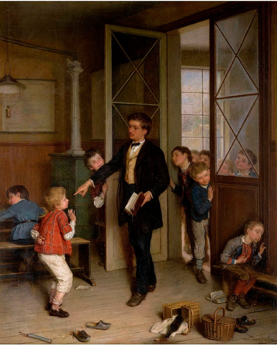 Les petits fumeurs pris sur le fait, vintage artwork by Andre Henri Dargelas, 12x8" (A4) Poster