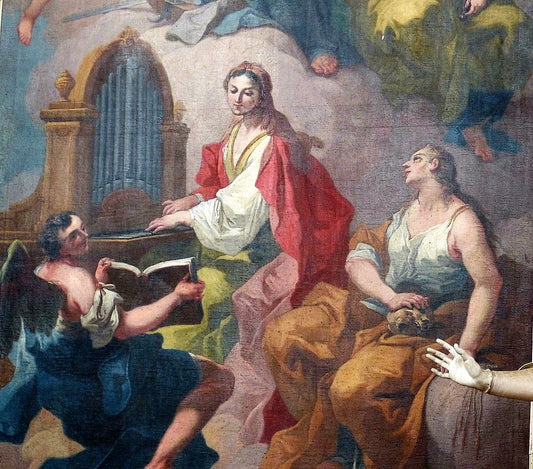 Saint Cecilia Altarpiece (detail), vintage artwork by Bartholomäus Altomonte, 12x8" (A4) Poster