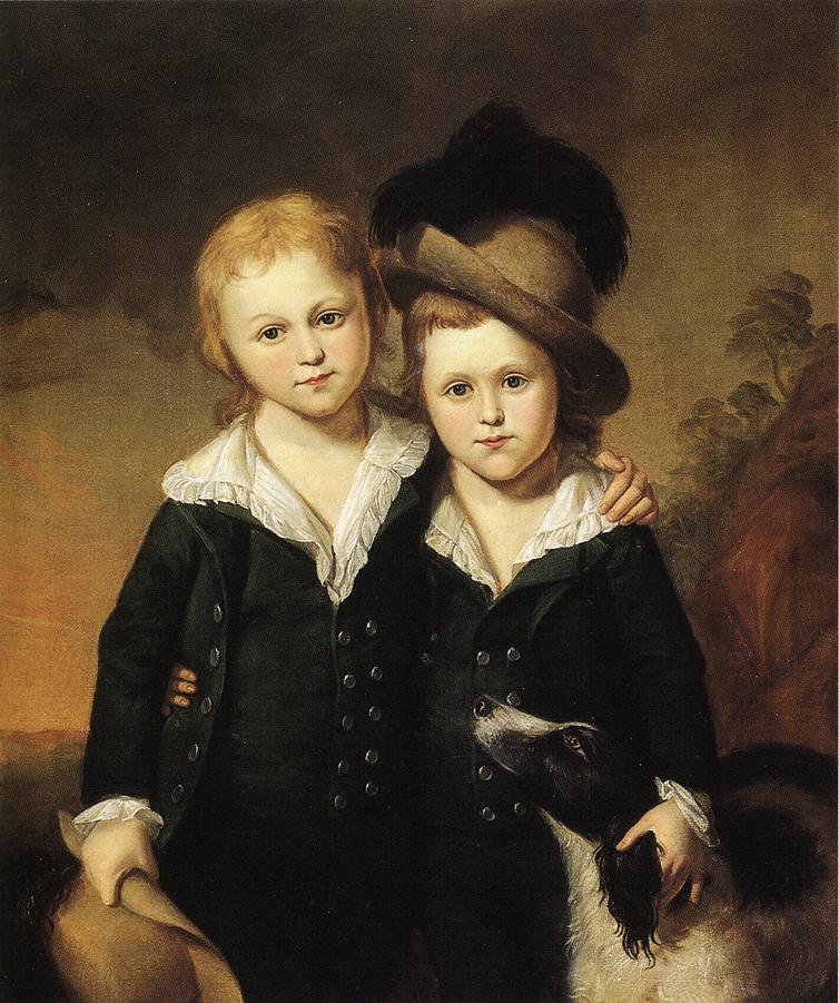Thomas and Henry Sergeant, vintage artwork by Charles Willson Peale, 12x8" (A4) Poster