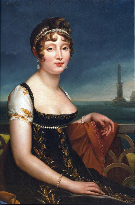 Portrait of Caroline Murat before the Bay of Naples, vintage artwork by François Gerard, 12x8" (A4) Poster