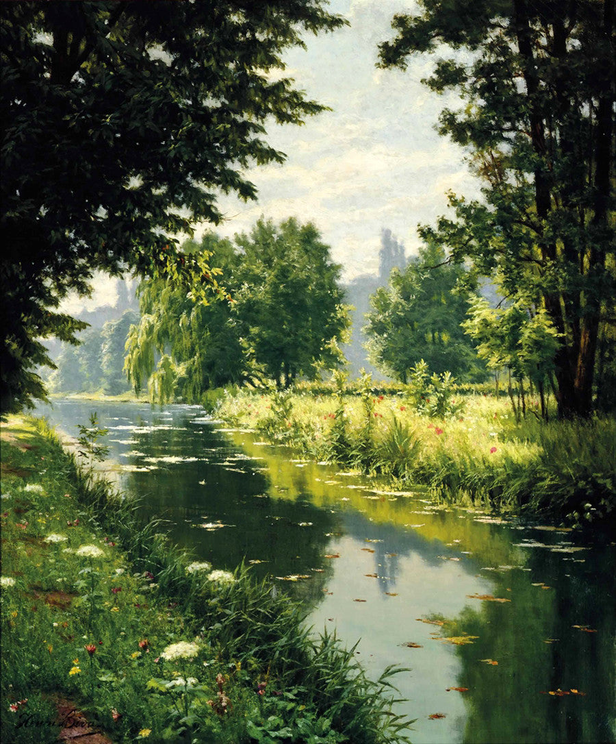 A Tranquil River, vintage artwork by Henri Biva, 12x8" (A4) Poster