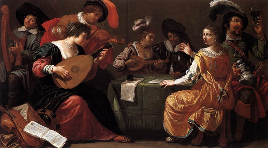 Music-making Company, vintage artwork by Jan van Bijlert, 12x8" (A4) Poster