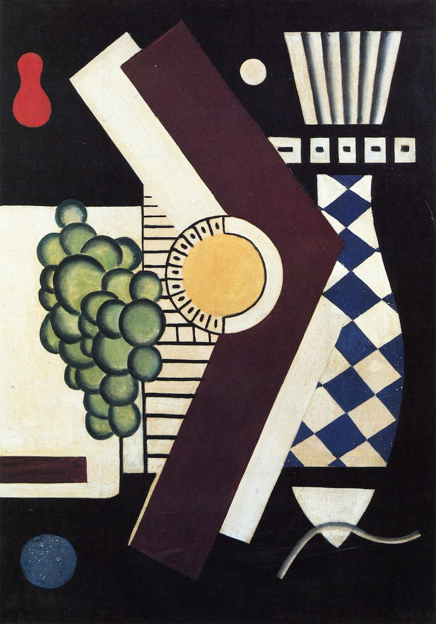 Bunch of Grapes and a Fish, vintage artwork by Juan Gris, 12x8" (A4) Poster