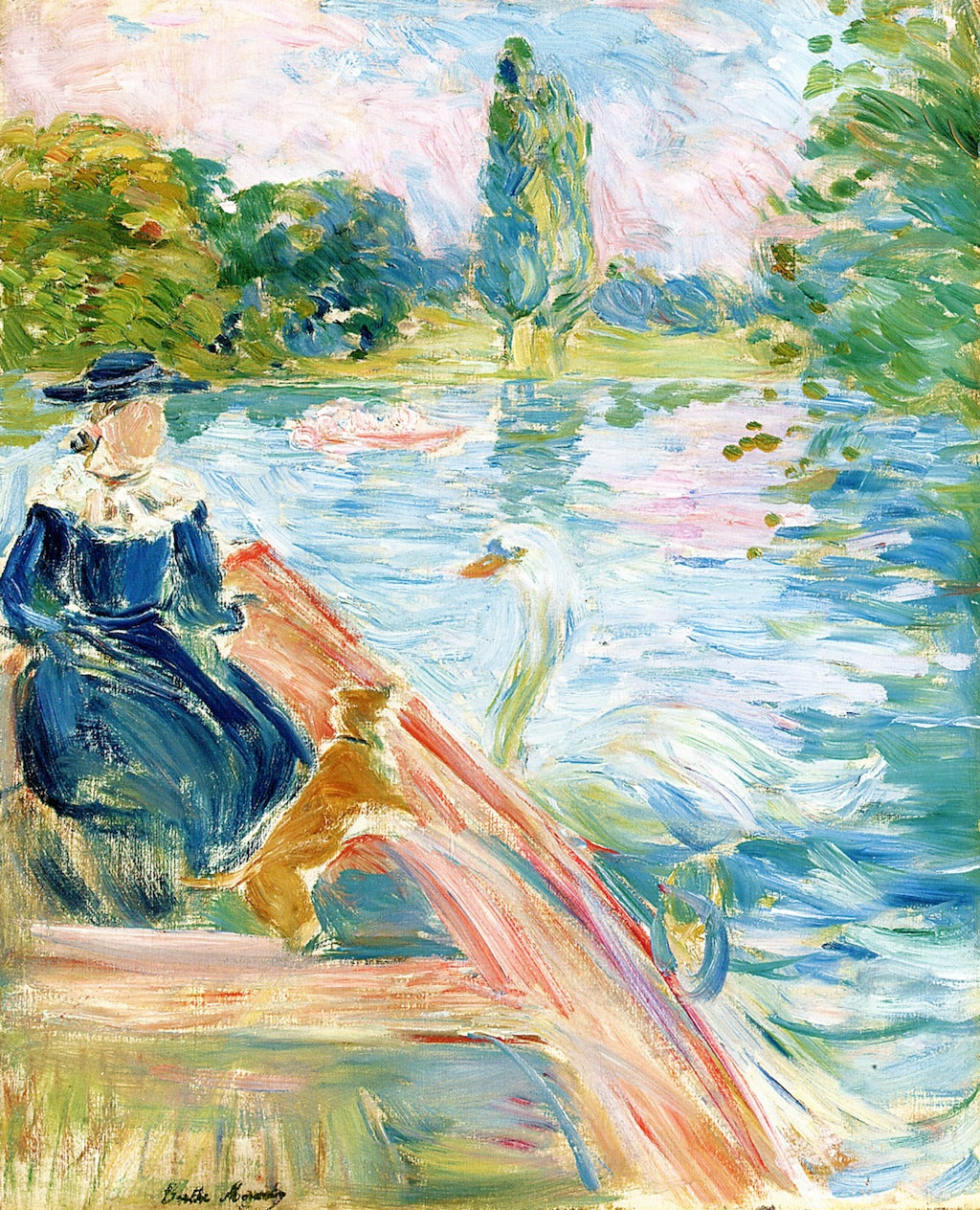 Boating on the Lake, vintage artwork by Berthe Morisot, 12x8" (A4) Poster