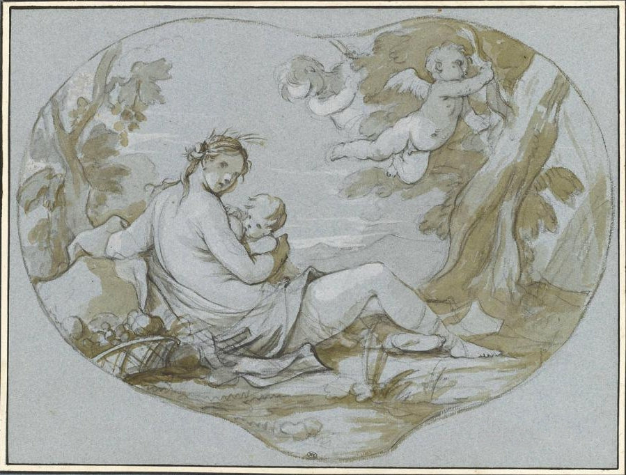 The Four Elements - Allegory of Earth, vintage artwork by Charles-Joseph Natoire, 12x8" (A4) Poster