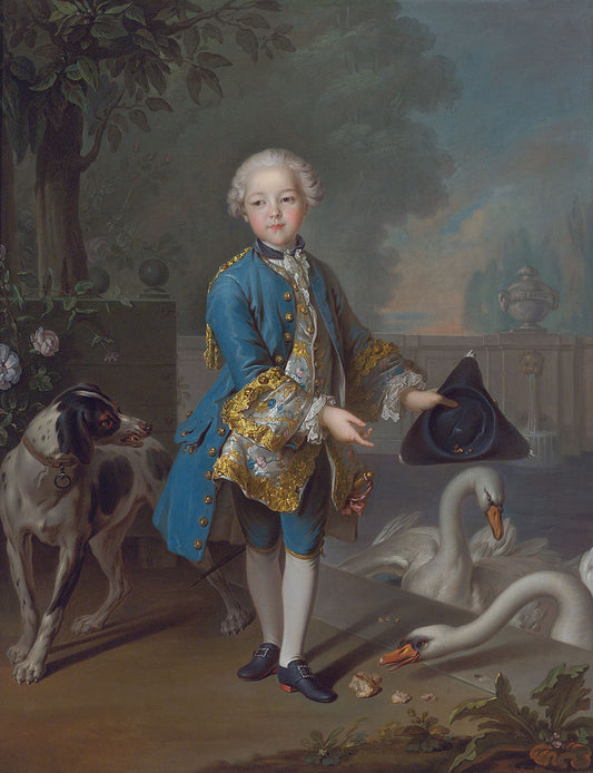Portrait of Louis Philippe Joseph, Duc d'Orleans and Duc de Chartres, vintage artwork by Louis Tocque, 12x8" (A4) Poster