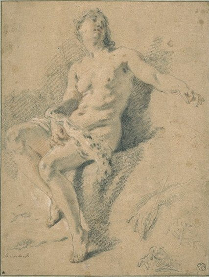 Diana Bathing, vintage artwork by Jean-Baptiste Van Loo, 12x8" (A4) Poster