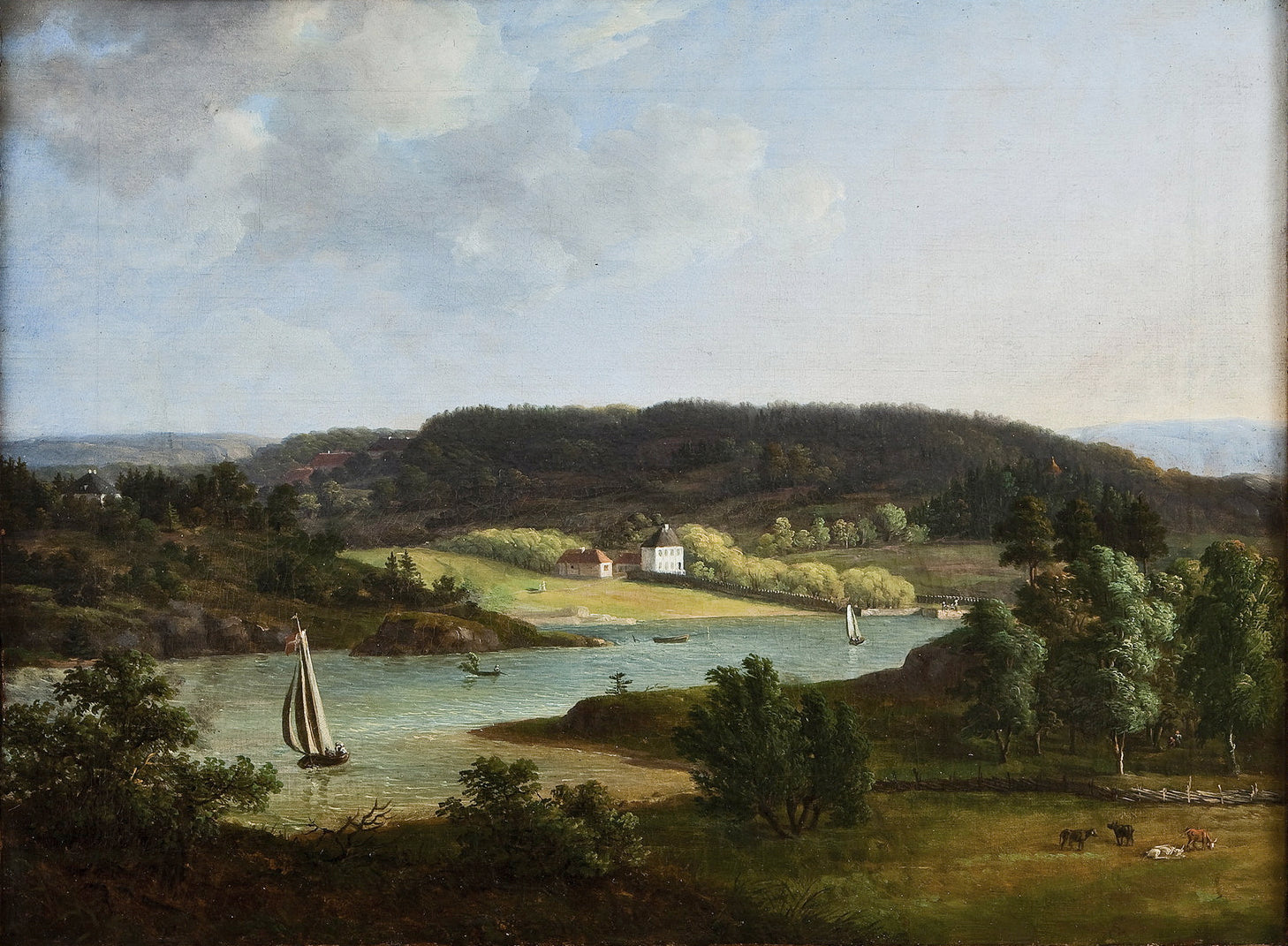 View from the by gdøy with Frognerkilen against Skarpsno, vintage artwork by Thomas Fearnley, A3 (16x12") Poster Print