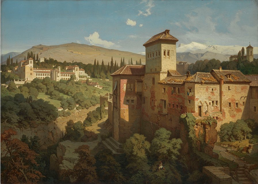 Le Generalife at Granada, vintage artwork by Eduard Gerhardt, A3 (16x12") Poster Print