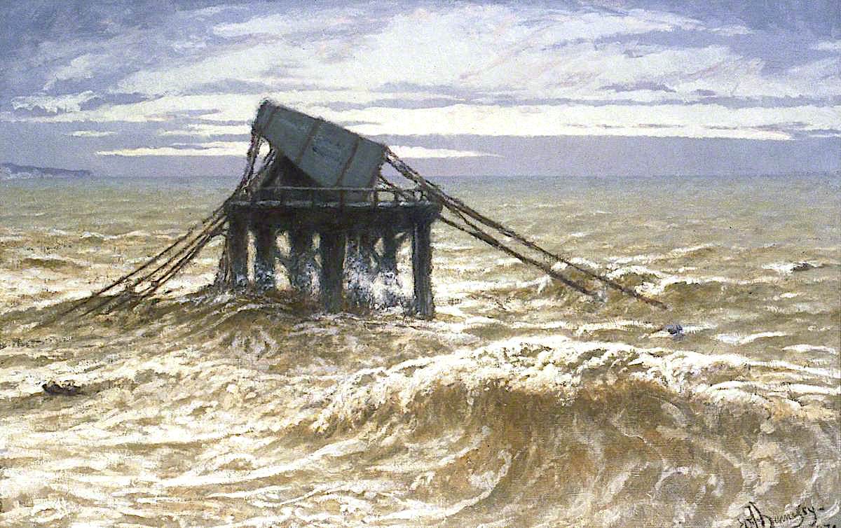 Relic of the Chain Pier, Brighton, East Sussex, vintage artwork by William John Hennessy, 12x8" (A4) Poster