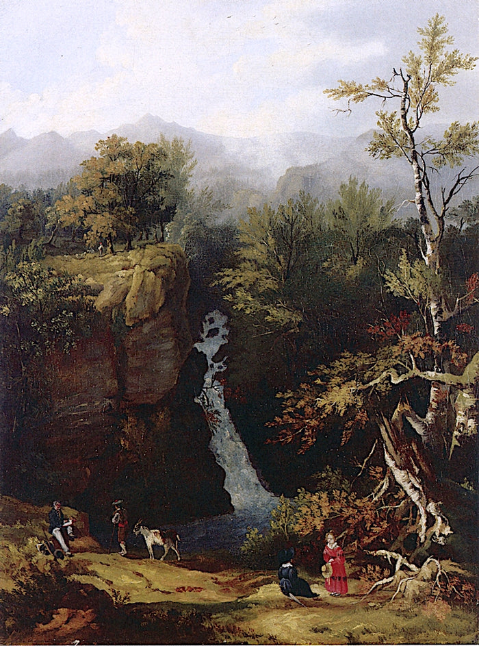 Thomas Cole Sketching in the White Mountains, vintage artwork by Henry Cheever Pratt, A3 (16x12