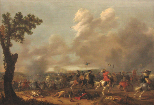 King Gustav Adolf II of Sweden, Battle near Lutzen 1632, vintage artwork by Jan Asselijn, 12x8" (A4) Poster