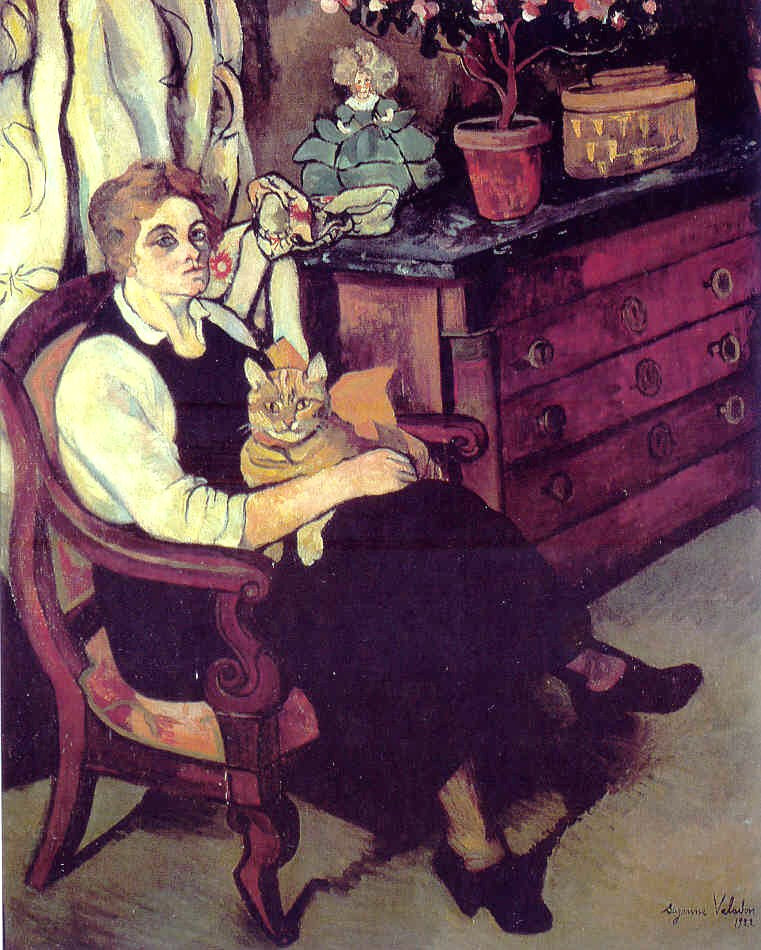 Portrait of Miss Lily Walton with Raminou by Suzanne Valadon,A3(16x12")Poster