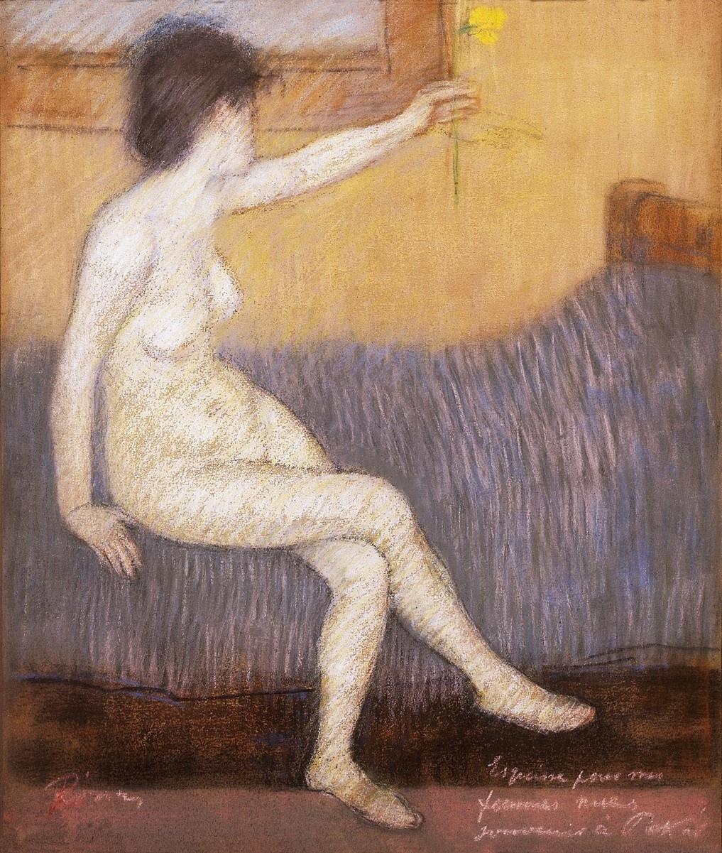 Nude with Yellow Daffodil by Jozsef Rippl-Ronai,A3(16x12")Poster