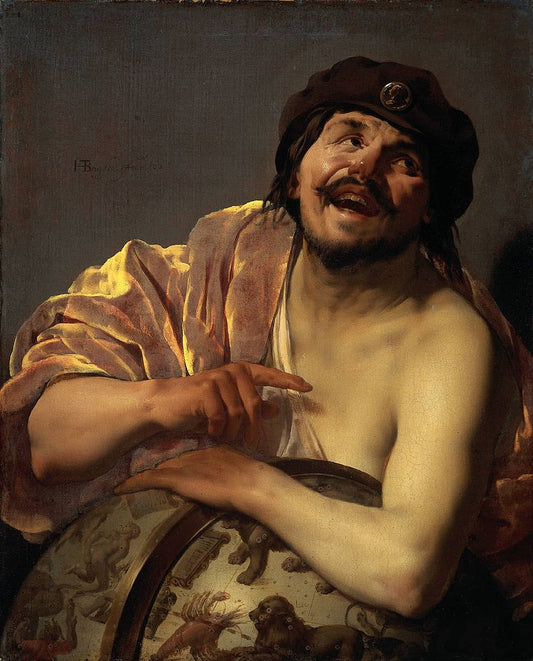 Democritus, vintage artwork by Hendrick Terbrugghen, 12x8" (A4) Poster