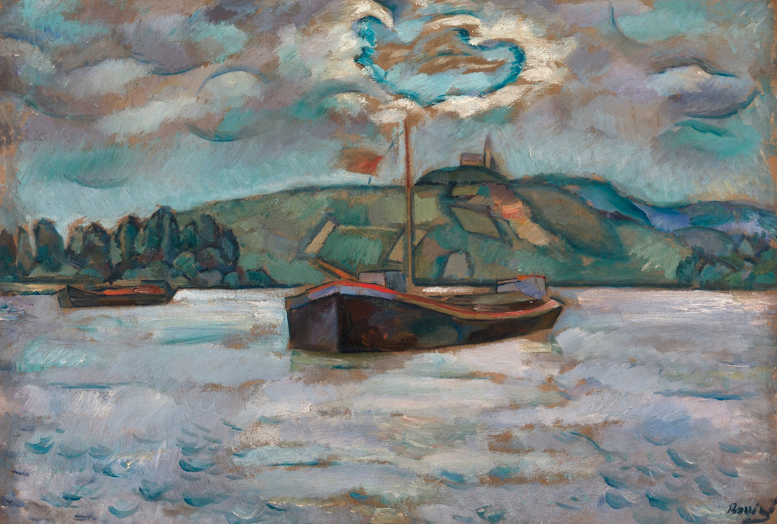 Barges on the River Don by Vladimir Baranoff-Rossine,16x12(A3) Poster