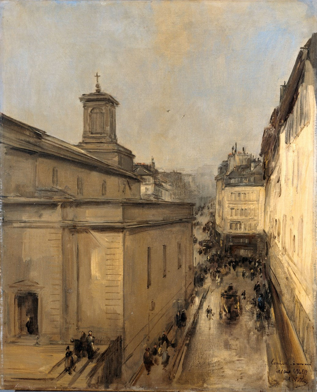 View of Notre-Dame de Lorette, vintage artwork by Antoine Vollon, 12x8" (A4) Poster