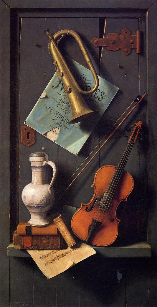 Old Models, vintage artwork by William Michael Harnett, 12x8" (A4) Poster