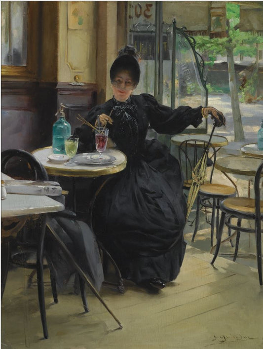 At the Cafe, vintage artwork by Paul Francois Quinsac, 12x8" (A4) Poster