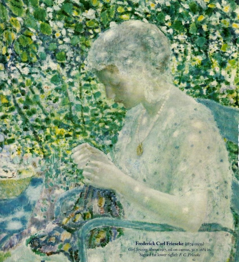 Girl Sewing by Frederick Carl Frieseke,16x12(A3) Poster