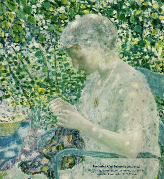 Girl Sewing by Frederick Carl Frieseke,16x12(A3) Poster