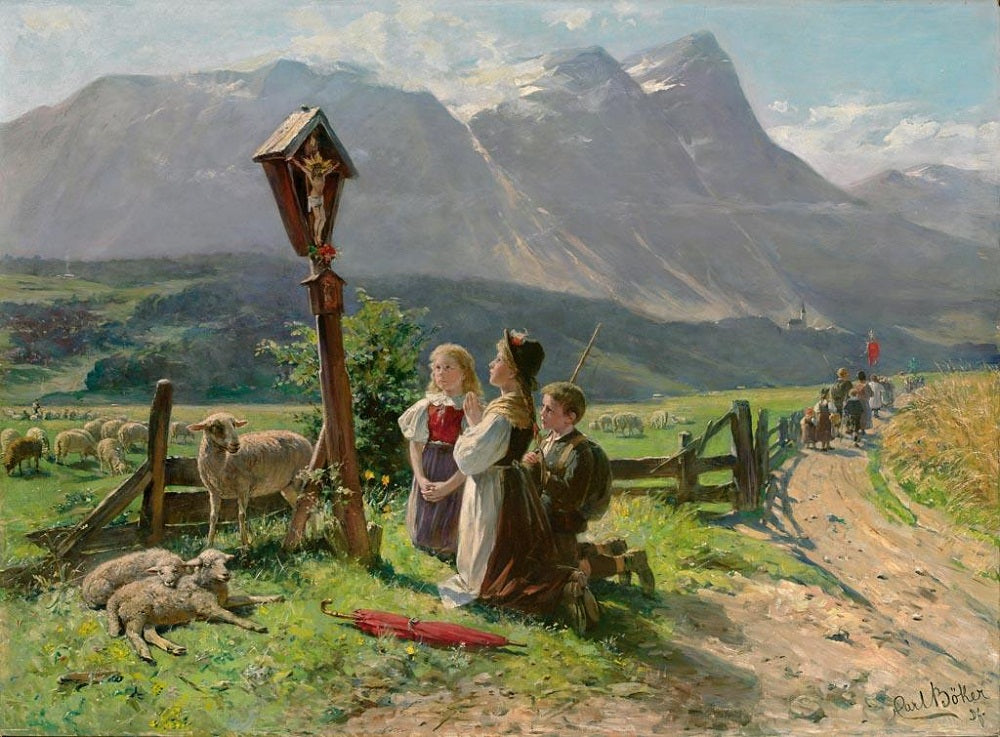 At the Crossroads, vintage artwork by Carl Böker, 12x8" (A4) Poster