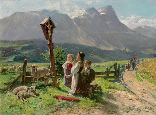 At the Crossroads, vintage artwork by Carl Böker, 12x8" (A4) Poster