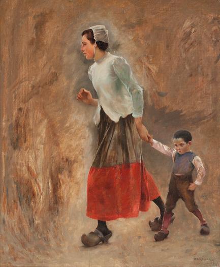 Mother with Son by August Wilhelm Nikolaus Hagborg,A3(16x12")Poster