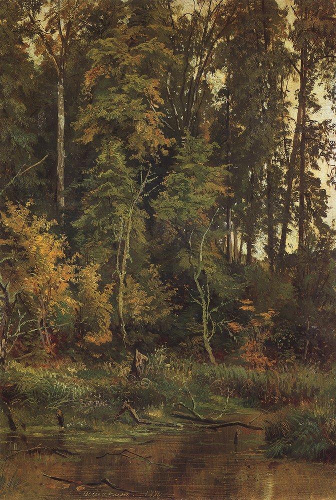 Approaching Autumn, vintage artwork by Ivan Ivanovich Shishkin, 12x8" (A4) Poster