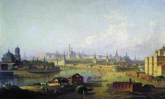 View of the Moscow Kremlin, vintage artwork by Maxim Voroby ov, 12x8" (A4) Poster