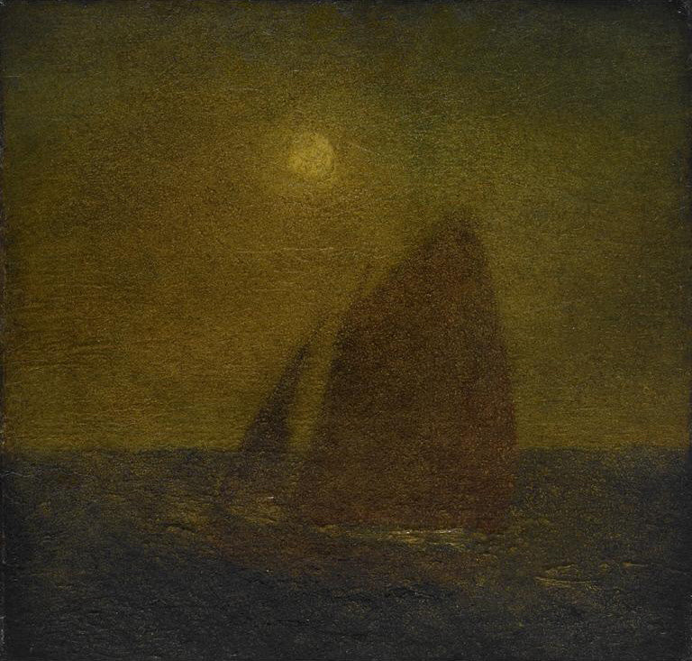 Misty Moonlight, vintage artwork by Albert Pinkham Ryder, 12x8" (A4) Poster