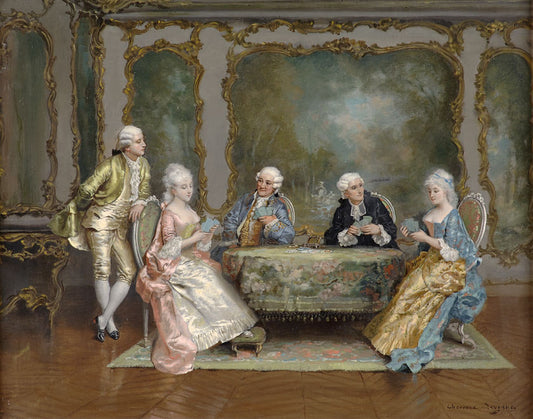 Elegant Company Playing Cards, vintage artwork by Theodore Levigne, 12x8" (A4) Poster