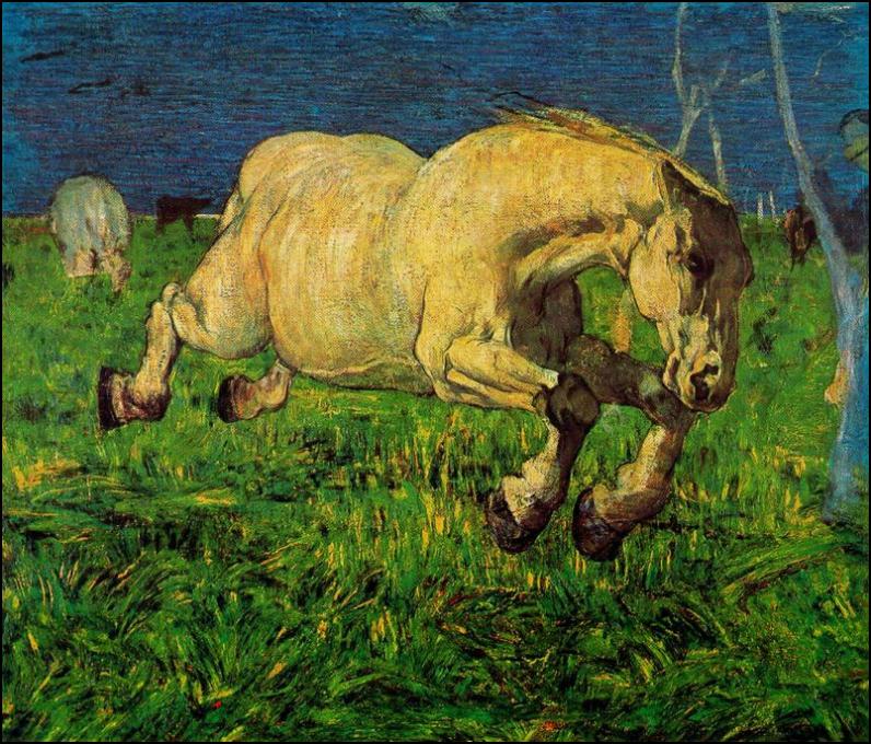 Cavallo al galoppo, vintage artwork by Giovanni Segantini, 12x8" (A4) Poster
